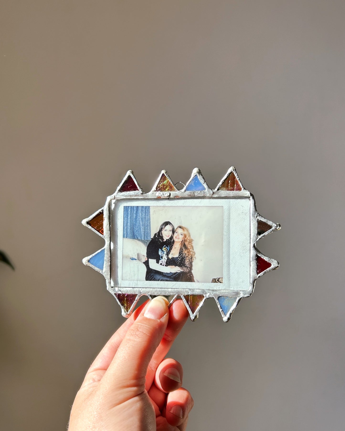 Jester Pointed Polaroid Frame Blue Red Orange Mirror
