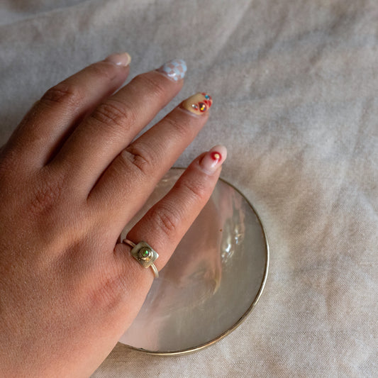 Size J 1/2 Sterling Silver Ring with Dichroic Glass Stone