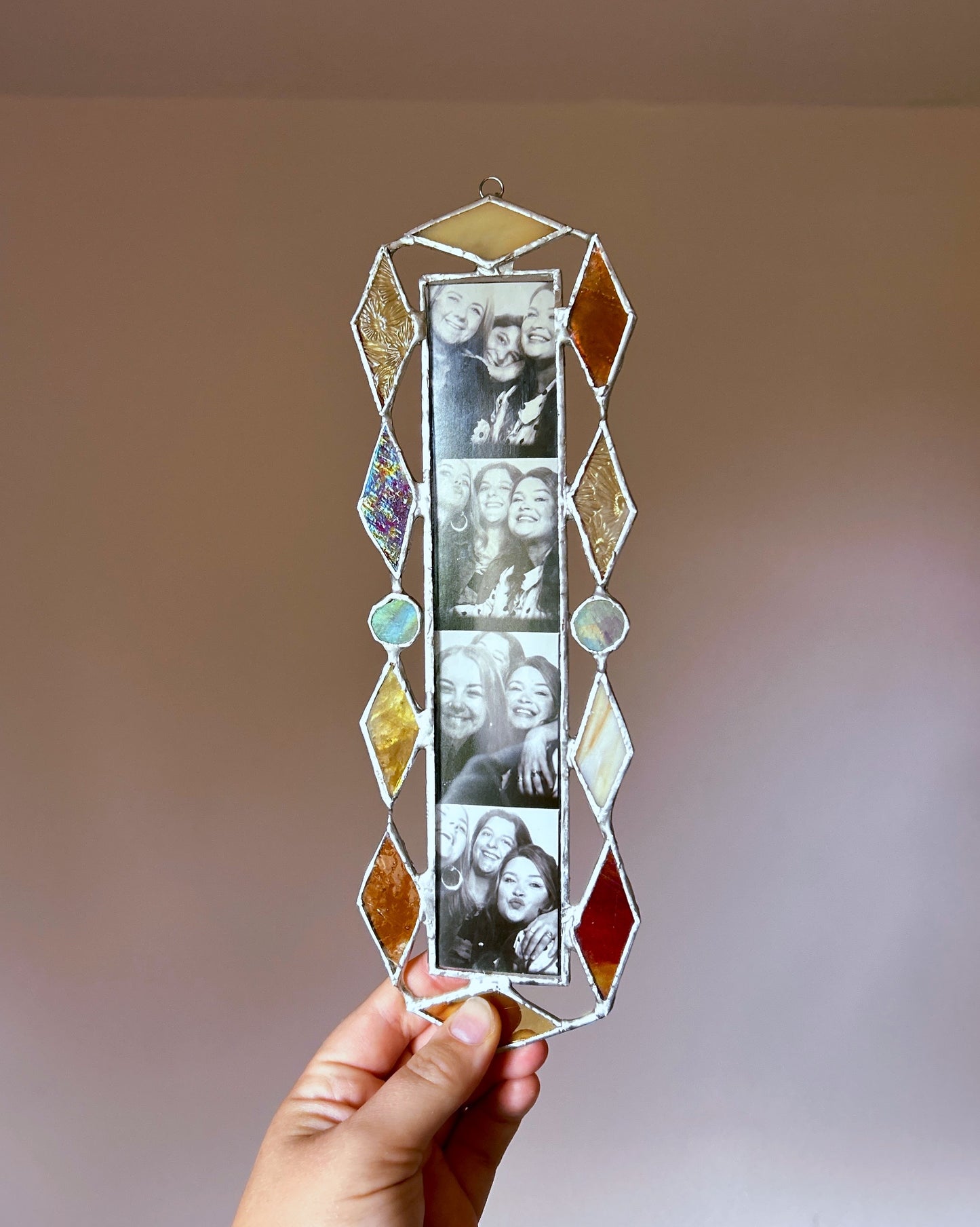 Art Deco Star Photobooth Stained Glass Frame Yellows and Amber (please read below)