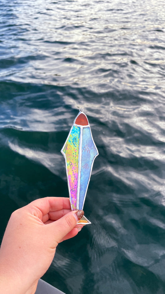 Stained Glass Iridescent Fish