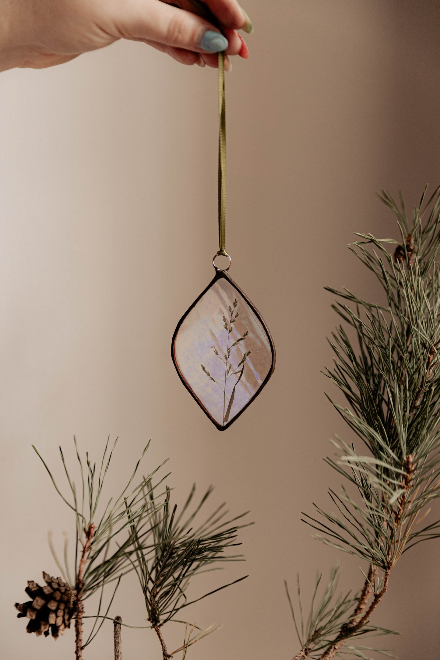 Pressed Flower Christmas Ornament Glass Frame