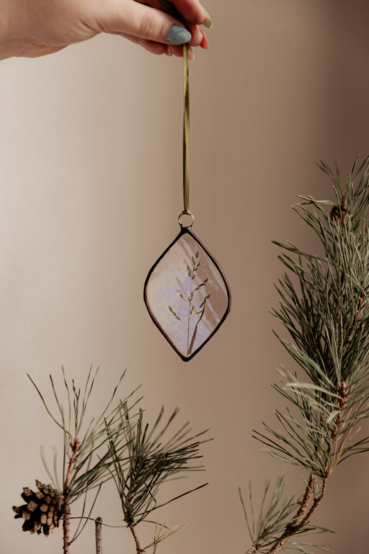 Pressed Flower Christmas Ornament Glass Frame