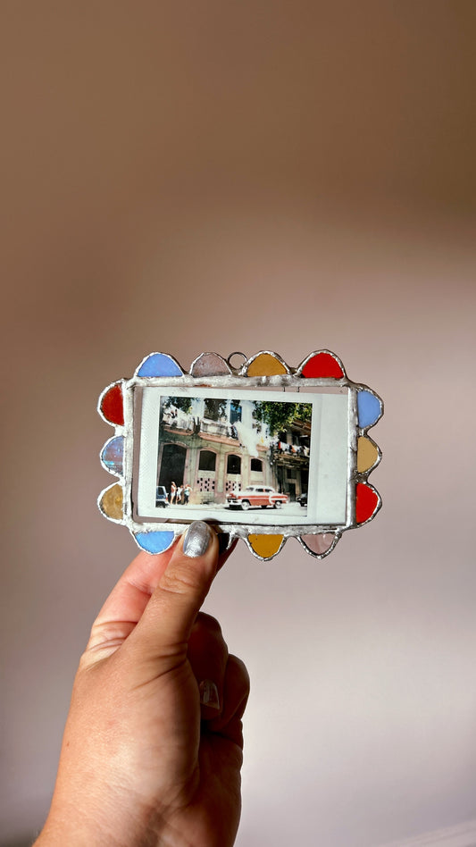 Scallop Polaroid Frame Yellow Orange Blue Pink