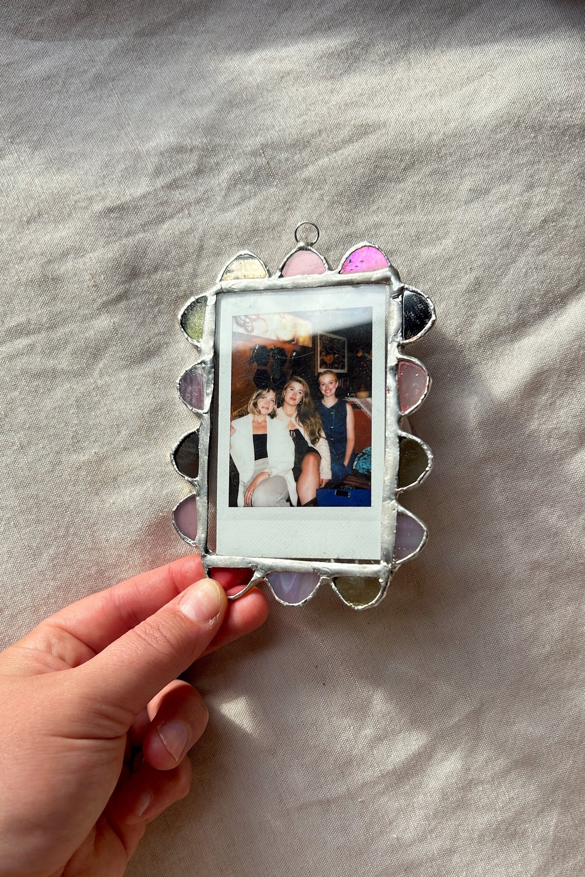 Scalloped Polaroid Frame Pinks and Green