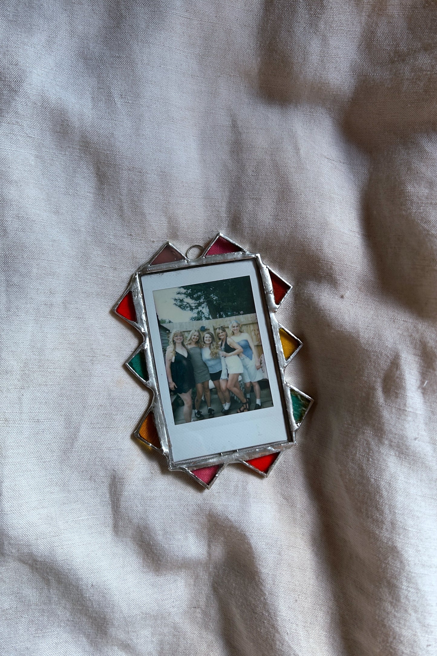 Spike Pointed Polaroid Frame Yellow Orange Pink Teal