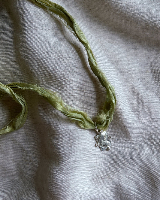 Sterling Silver Moon on Plant Dyed Silk