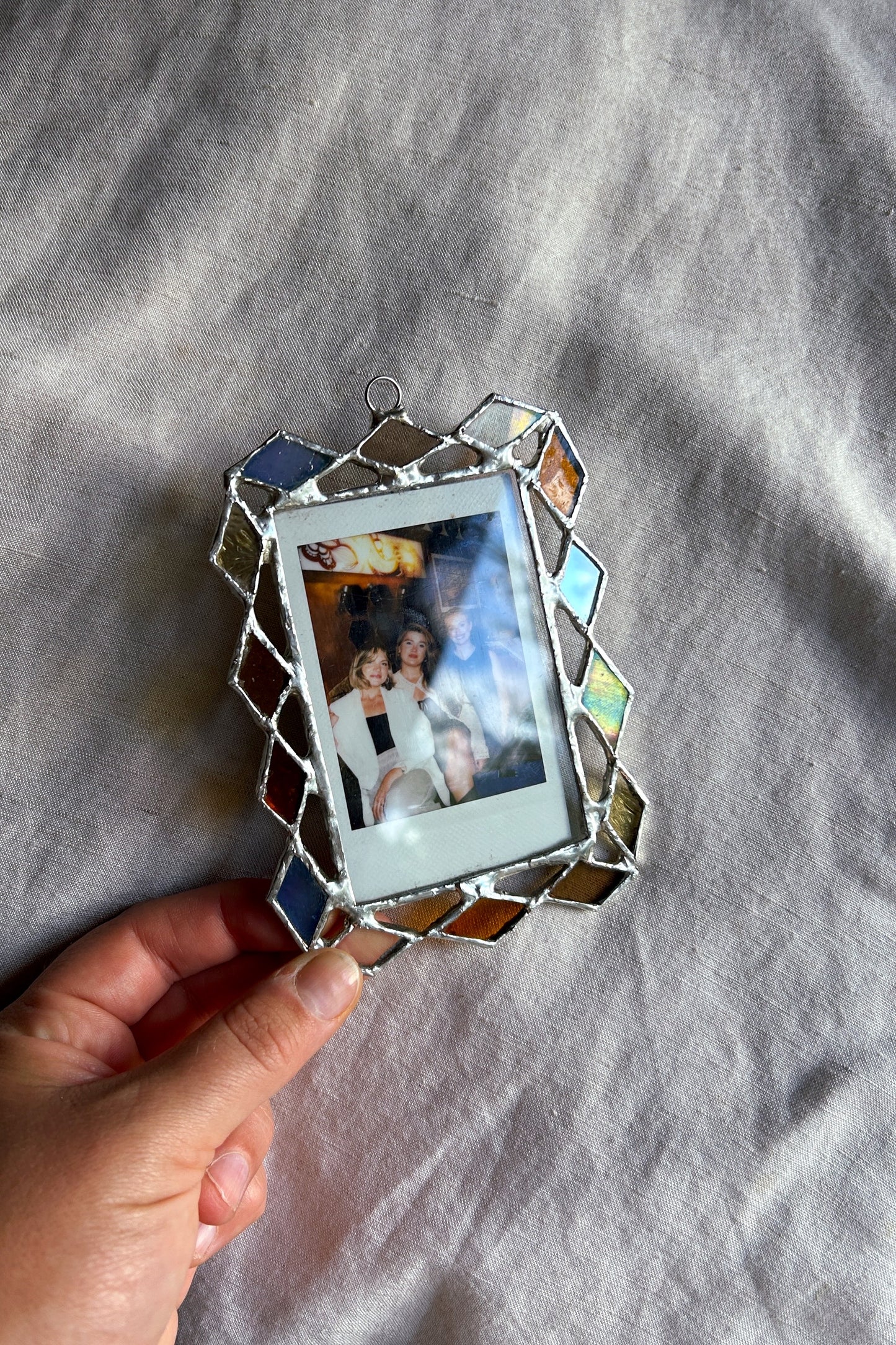 Harlequin Polaroid Frame Blue Yellow Amber
