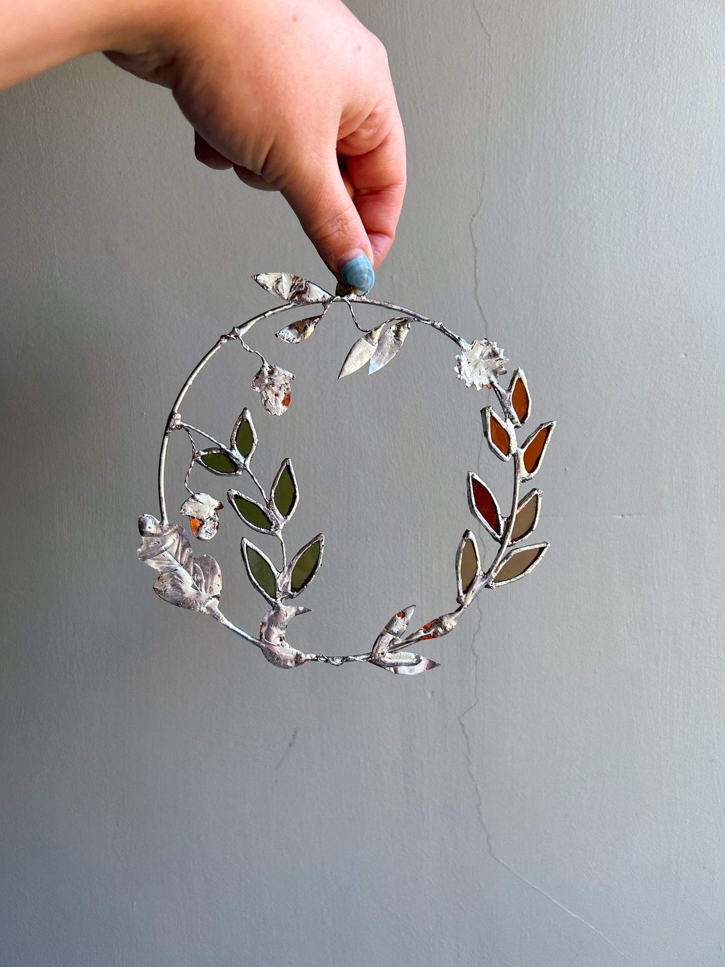 Silver Sun and Moon Autumn Christmas Acorn Wreath