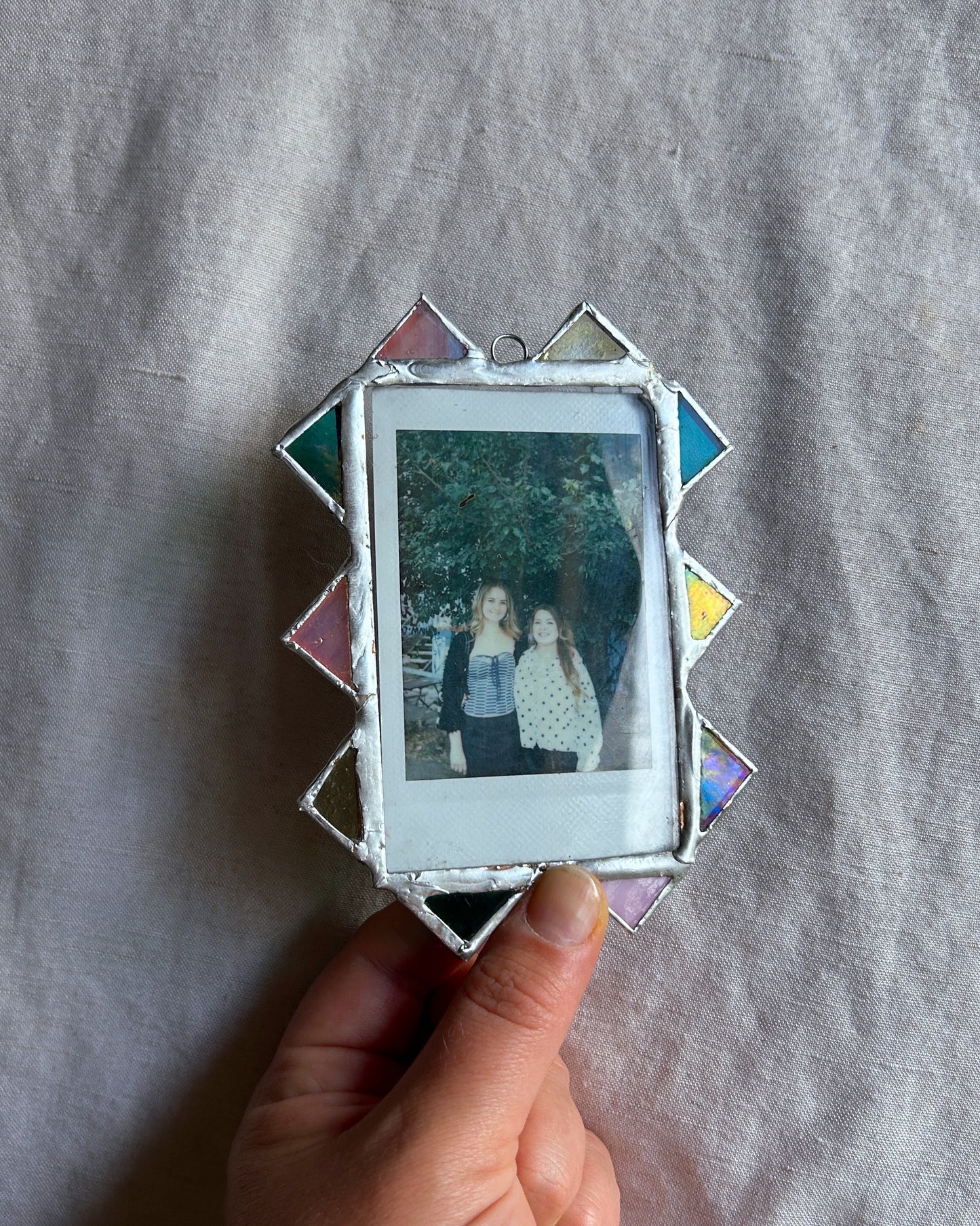 Spiked Polaroid Frame Teal Yellow Pink