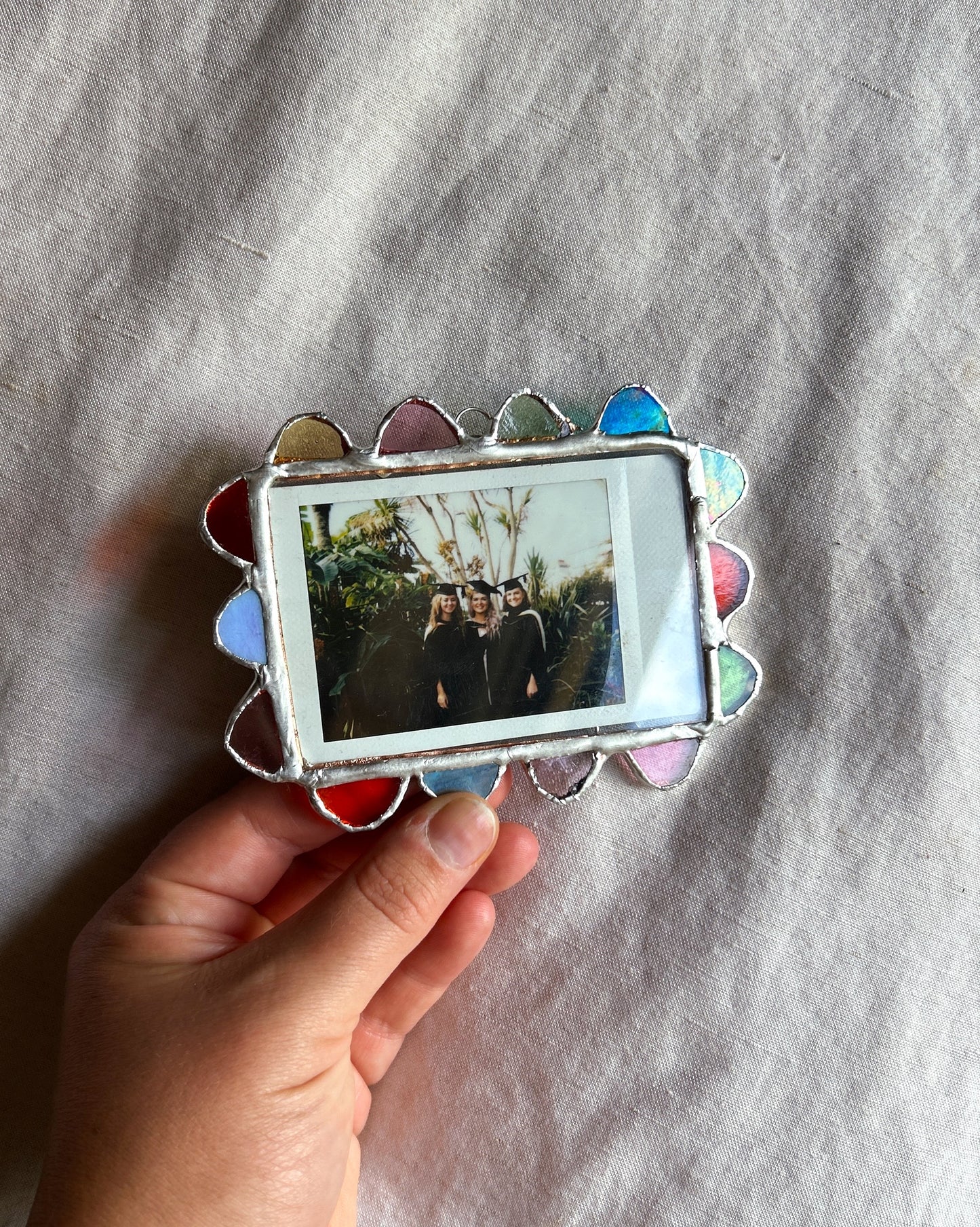 Scalloped Polaroid Frame Blue Orange Green Pink