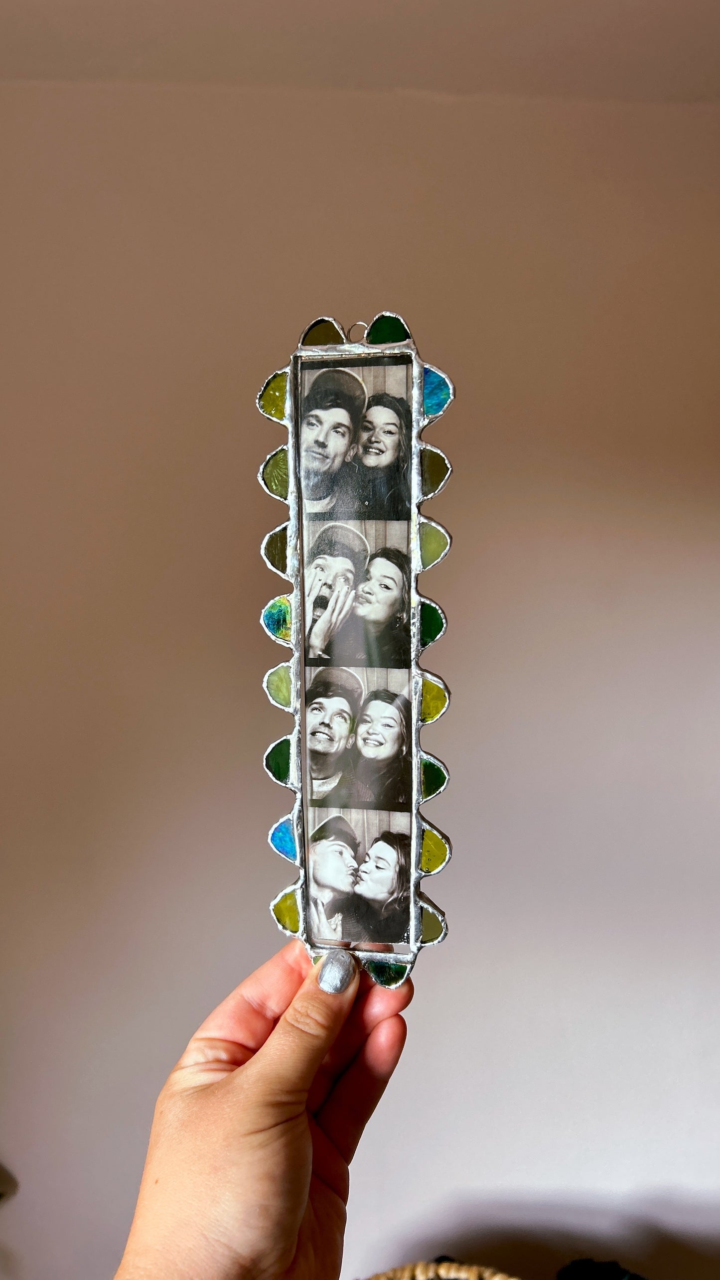 Scalloped Photobooth Stained Glass Frame Green