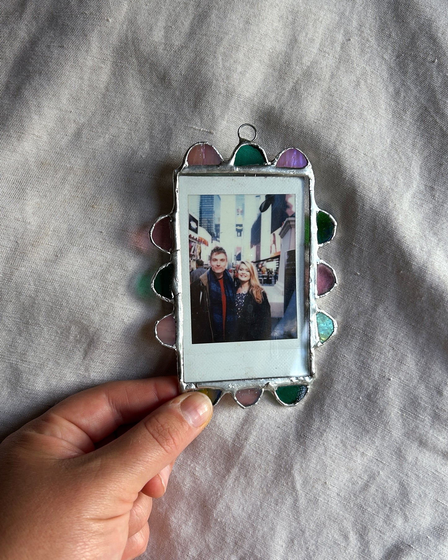 Scalloped Polaroid Frame Green Pink
