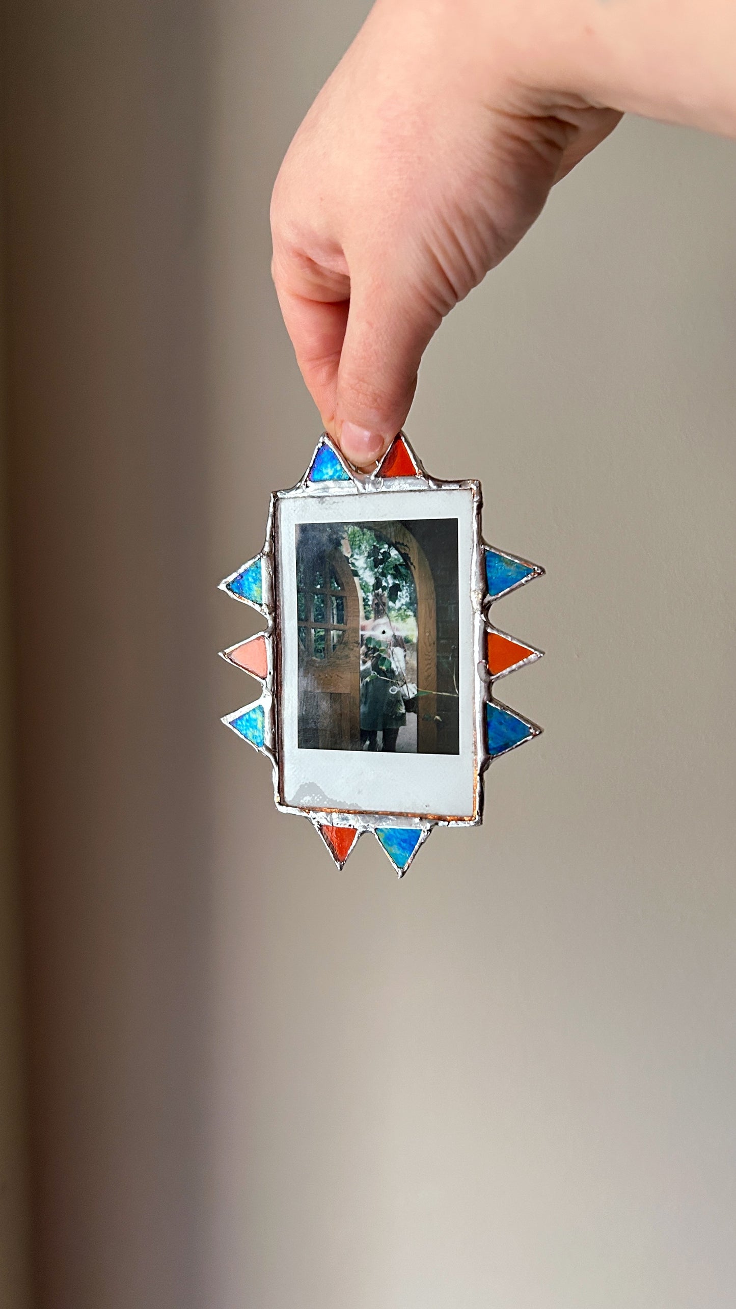 Pointed Polaroid Frame Orange and Blue