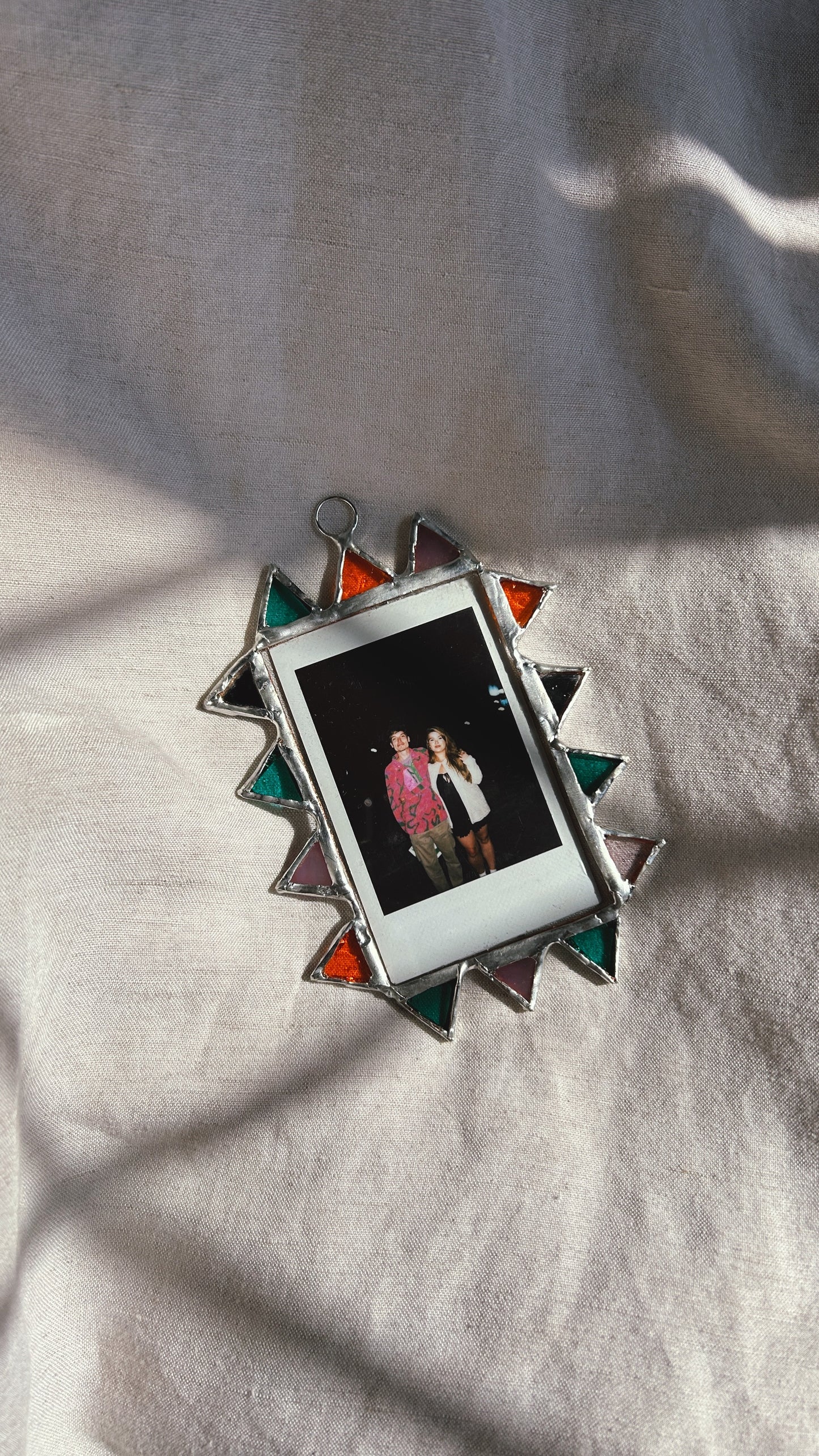 Pointed Polaroid Frame Amber Pink Blue Mirror Pink Teal Mirror Amber