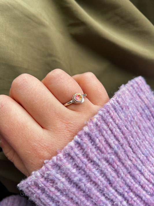 Size M Sterling Silver Ring with Dichroic Glass Stone