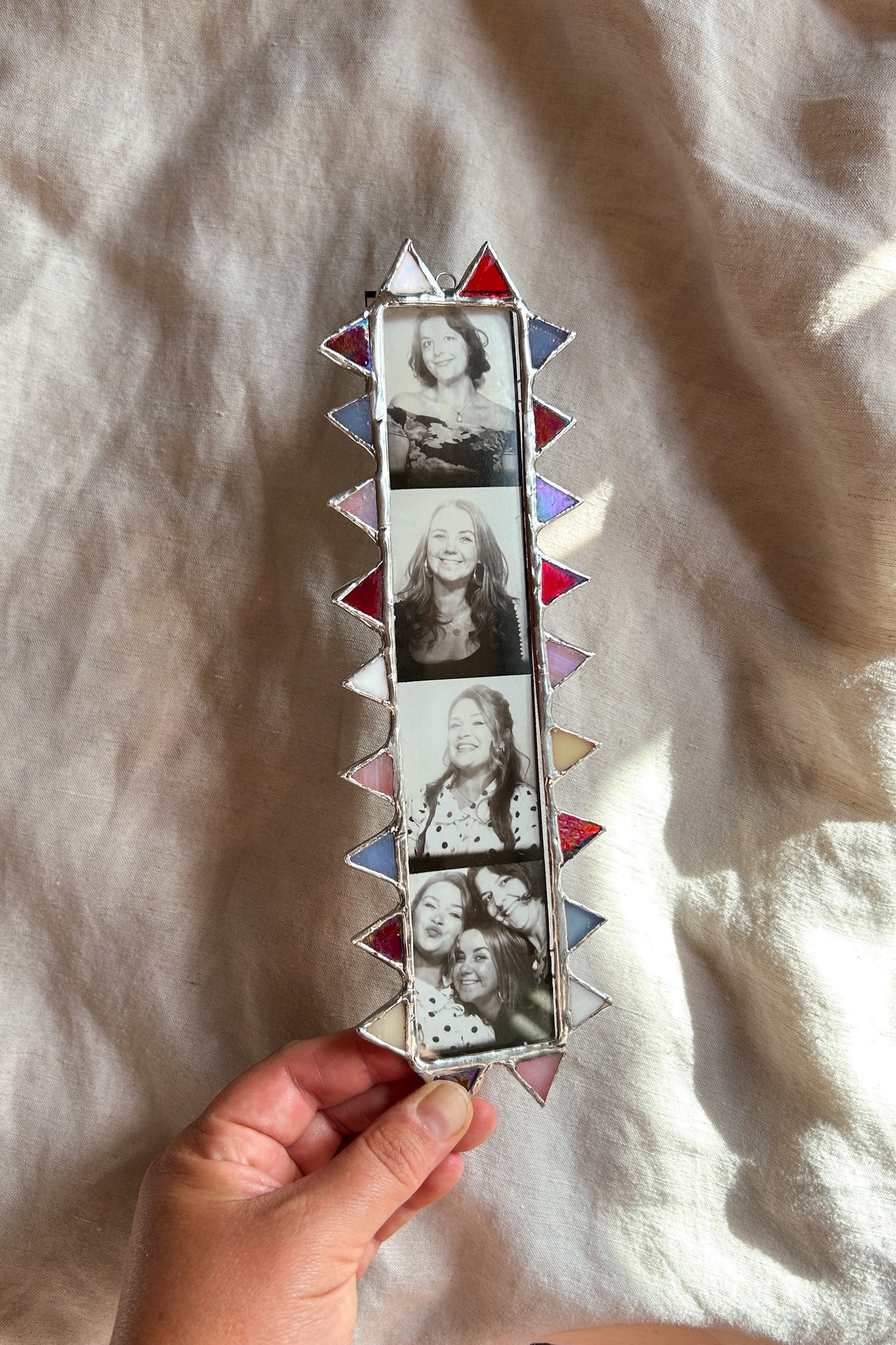 Spike Photobooth Stained Glass Frame Circus Red White Blue Cream Pink