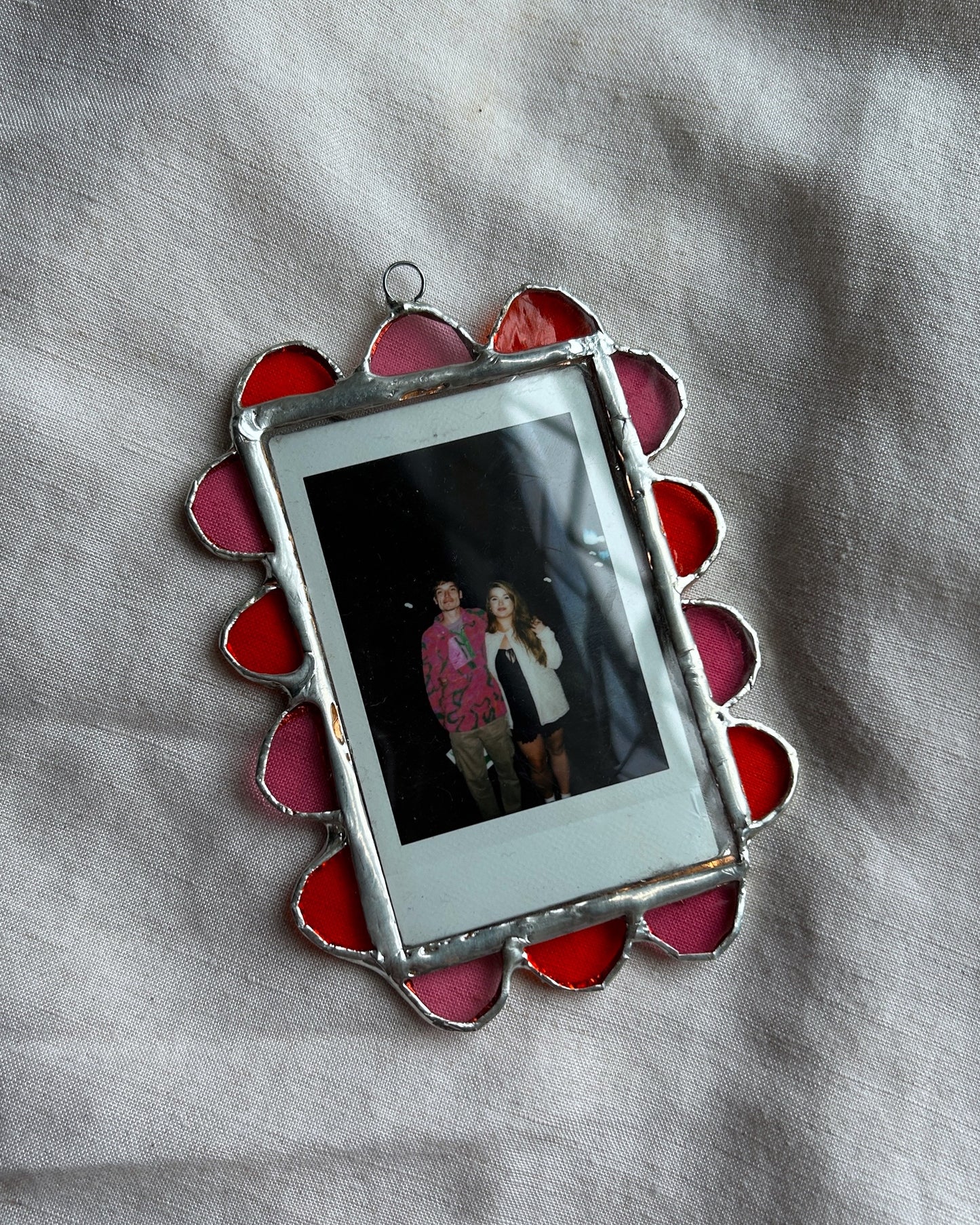 Scallop Polaroid Frame Pink and Orange
