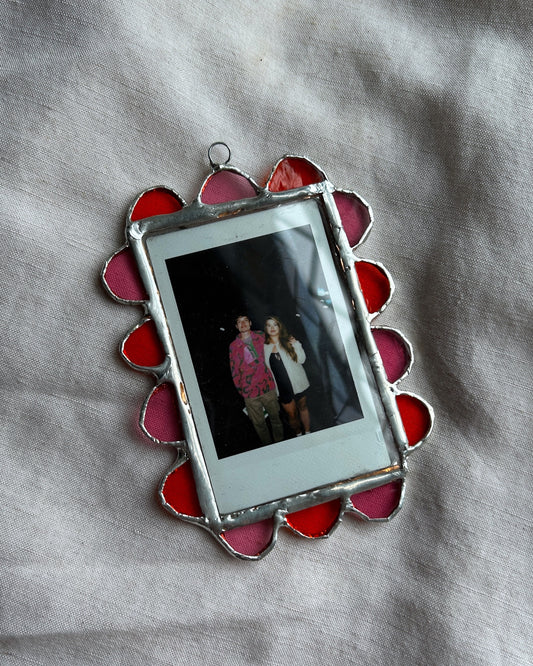 Scallop Polaroid Frame Pink and Orange
