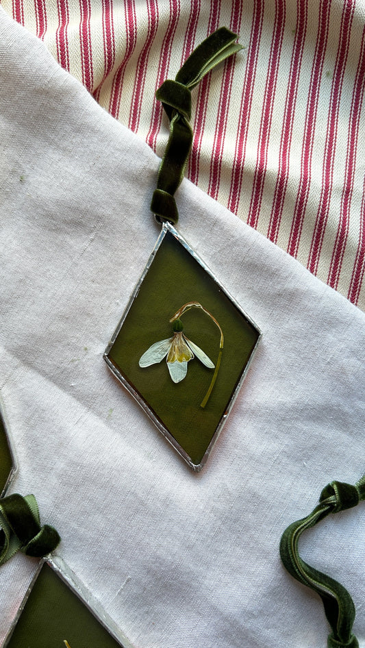 Silver Pressed Snowdrop Glass Frame