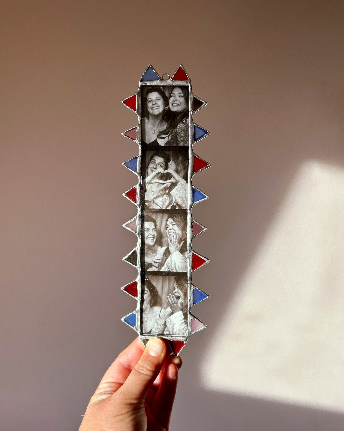 Spike Photobooth Stained Glass Frame Orange Blue Pink Mirror