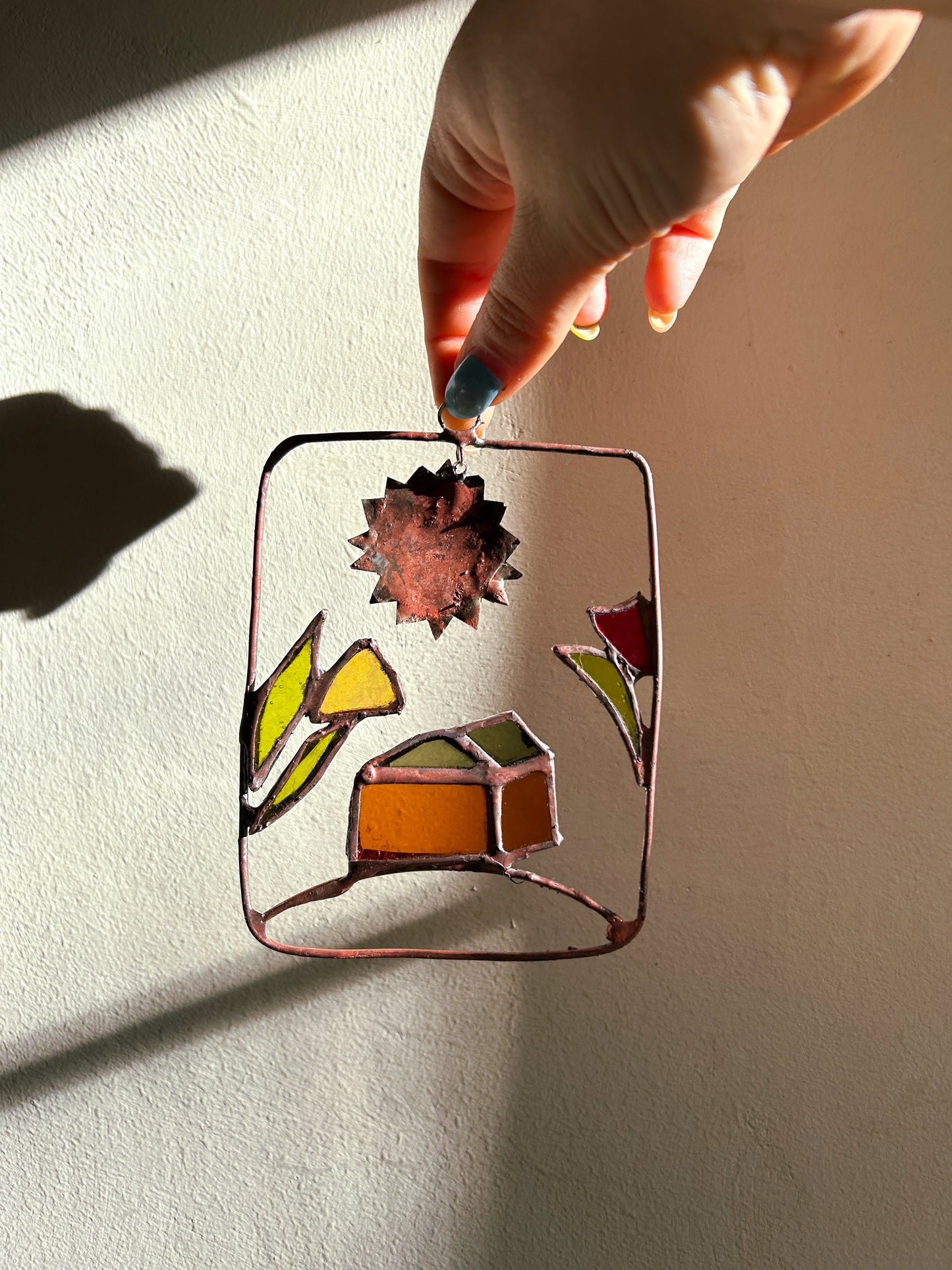 The House on the Hill Copper and Stained Glass Window Scene