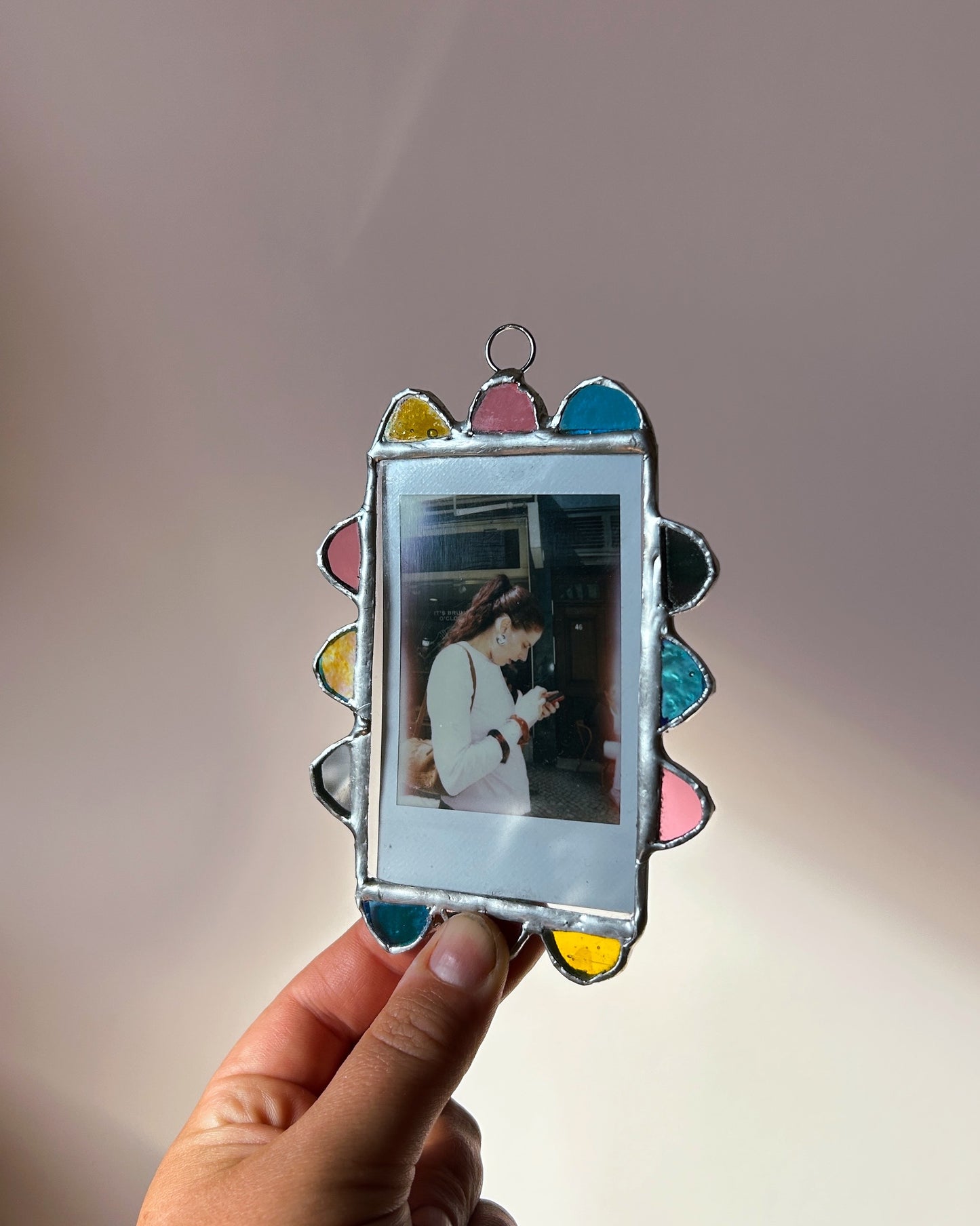Scallop Polaroid Frame Pink Mirror Blue Yellow
