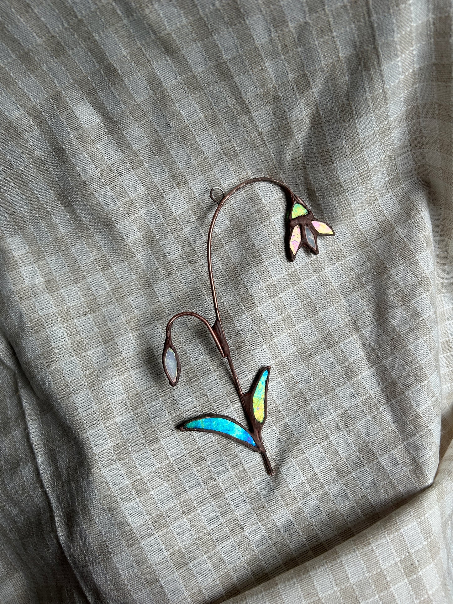 Made to order 2/3 weeks Stained Glass Snow Drop Mini Sculpture