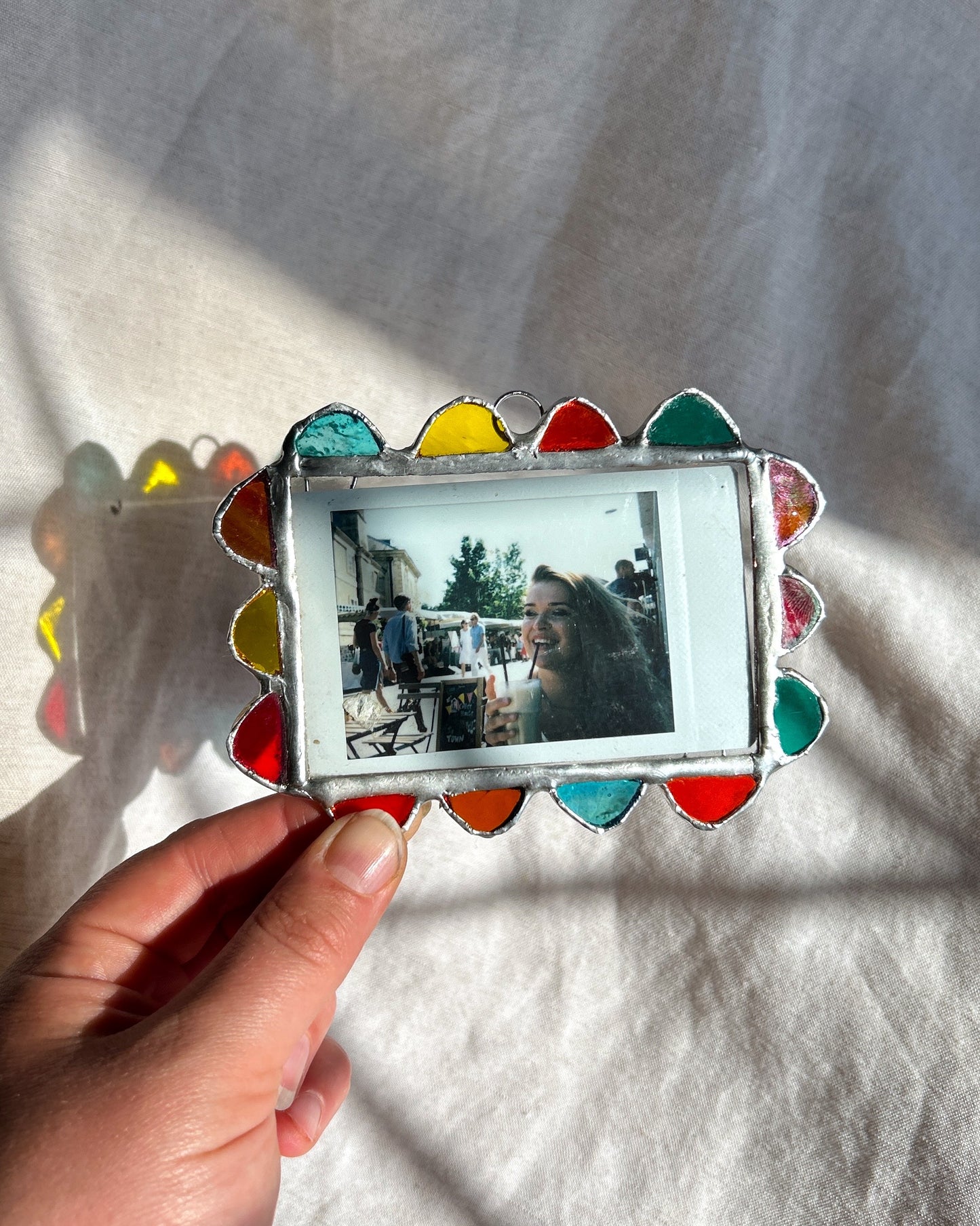 Scallop Polaroid Frame Pink Orange Yellow Teal Blue