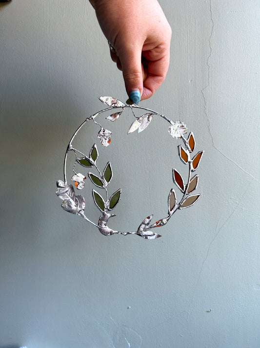 Silver Sun and Moon Autumn Christmas Acorn Wreath