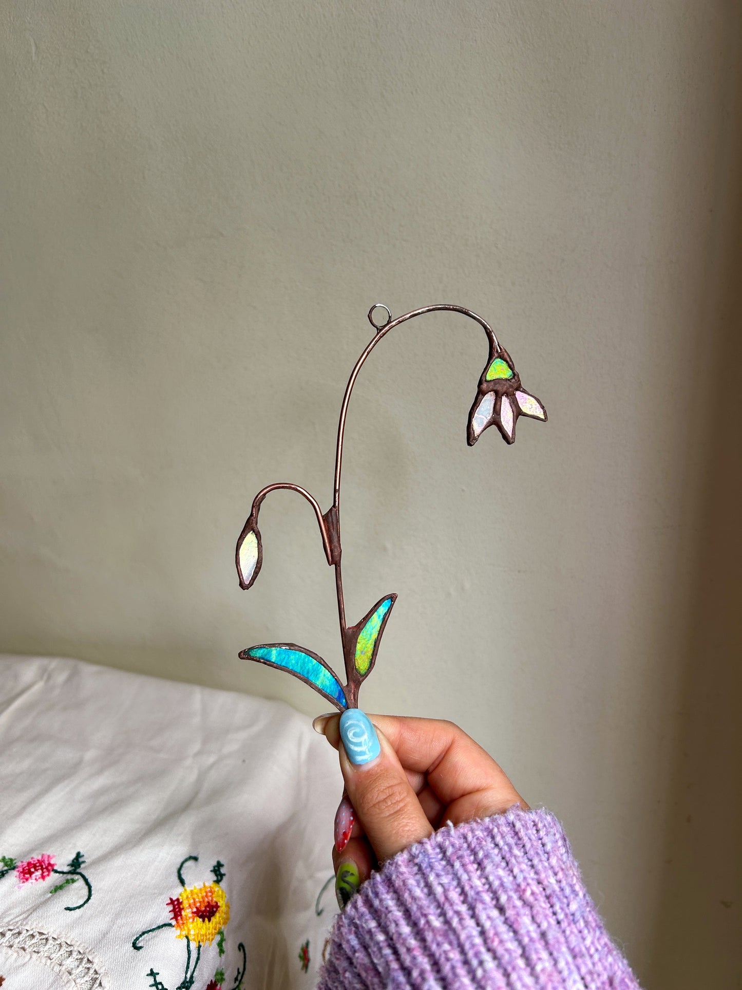 Made to order 2/3 weeks Stained Glass Snow Drop Mini Sculpture