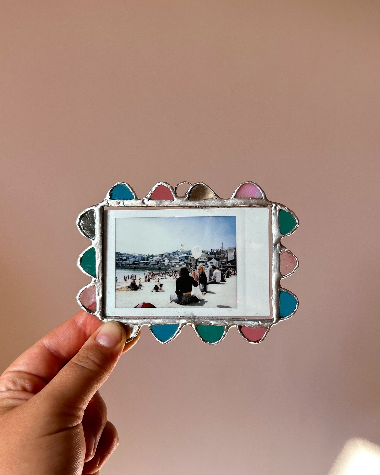 Scallop Polaroid Frame Blue Pink Teal