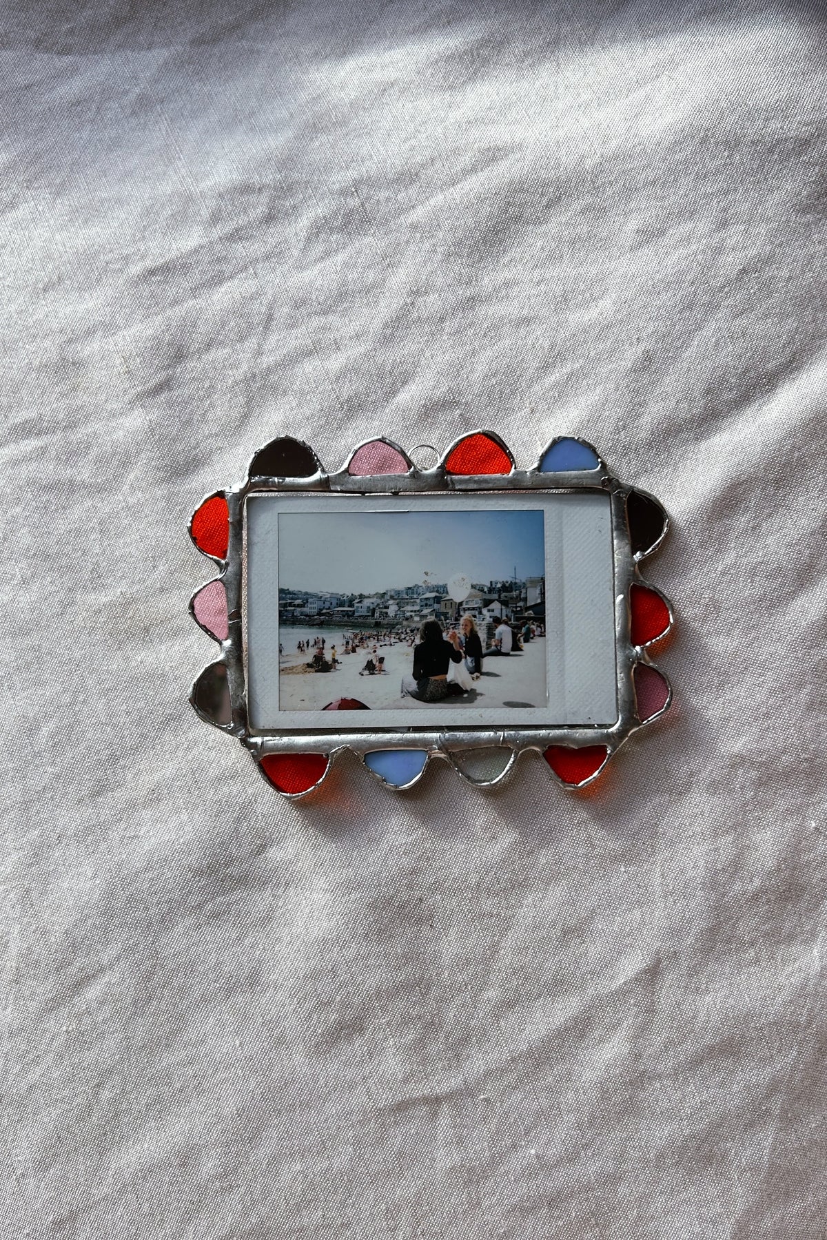 Scalloped Polaroid Frame Mirror Pink Orange Blue