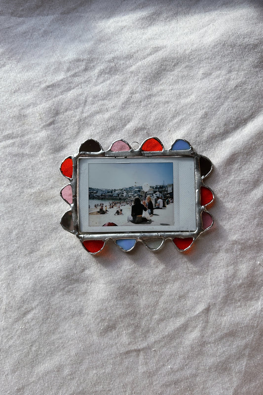 Scalloped Polaroid Frame Mirror Pink Orange Blue
