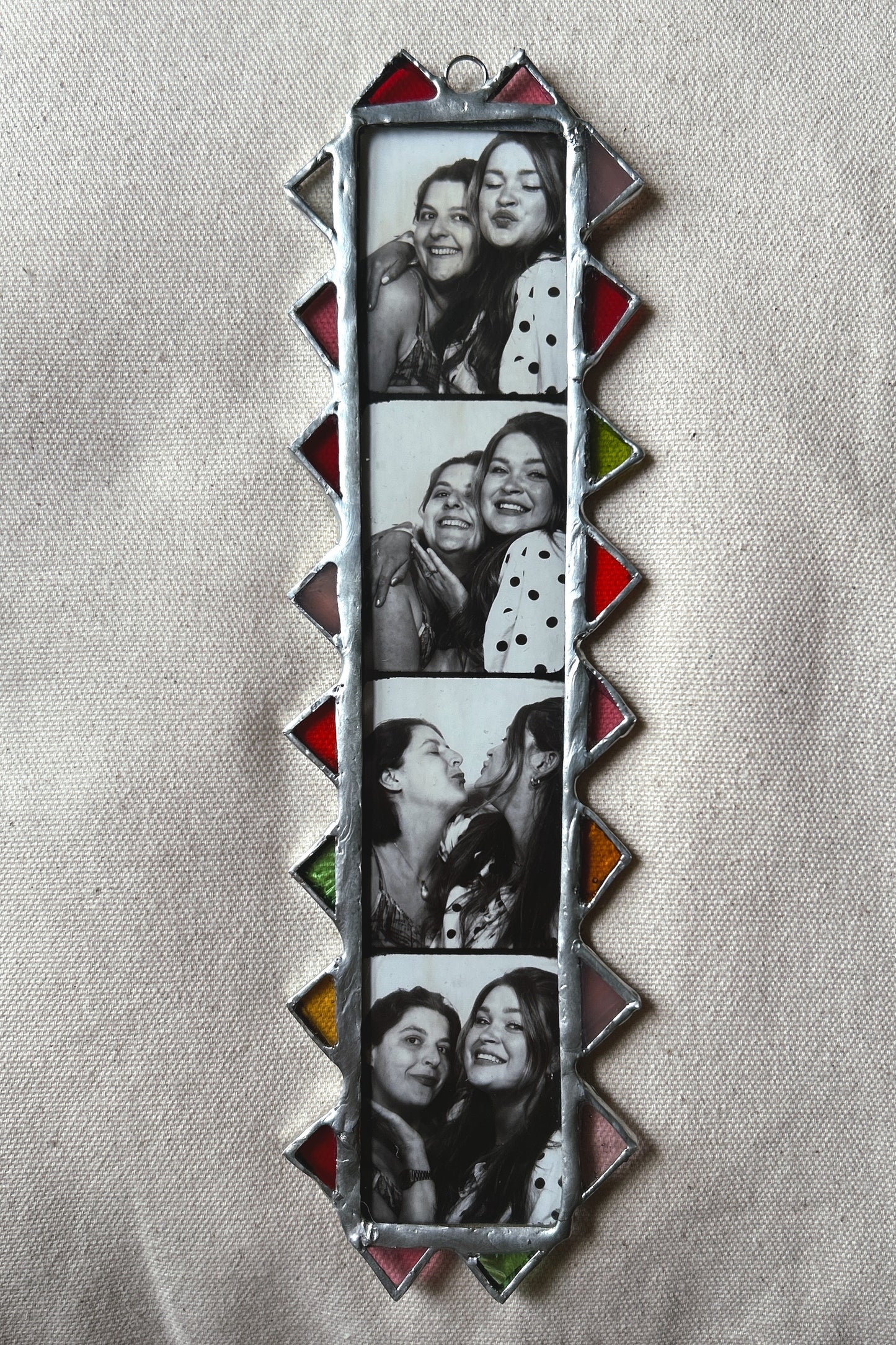 Pointed Photobooth Stained Glass Red Orange Yellow Pink Green