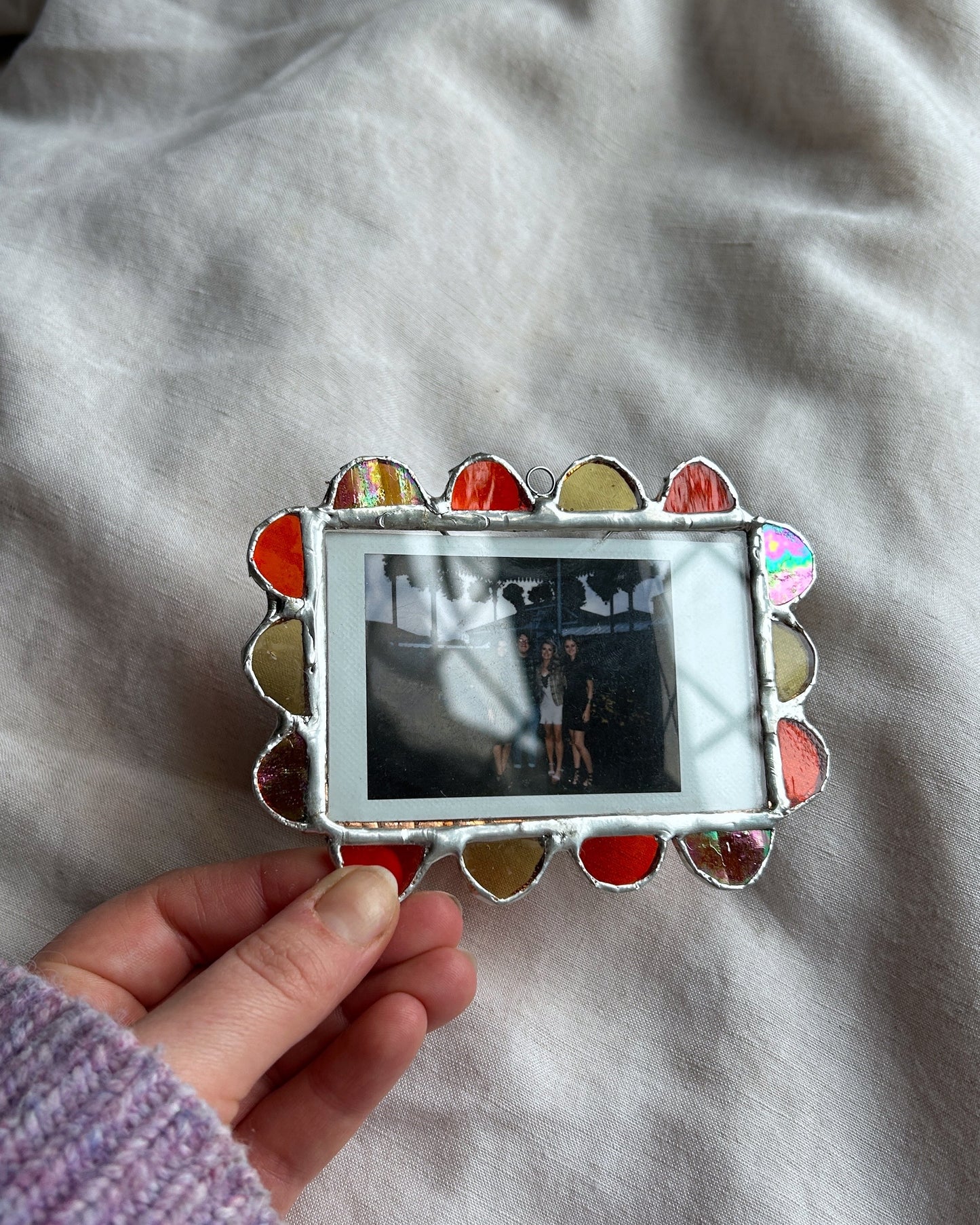 Scallop Polaroid Frame Yellow, Orange and Red