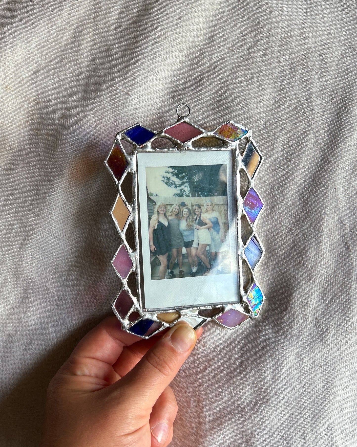 Harlequin Polaroid Frame Pink, Streaky Blue and Mirror