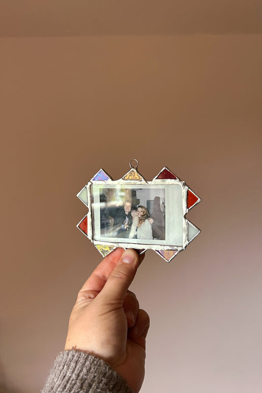 Spiked Polaroid Frame Red Pink White