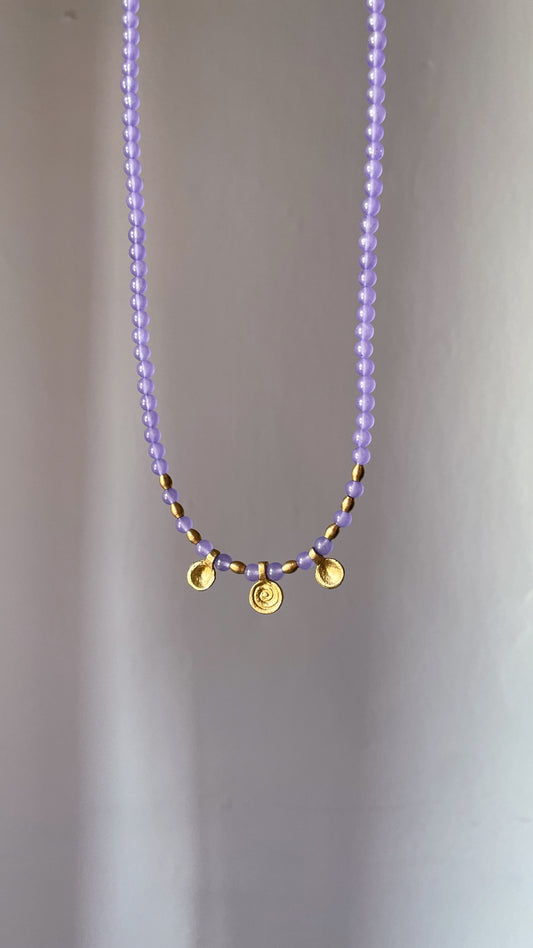 Semi Precious Purple Jade Beaded Necklace