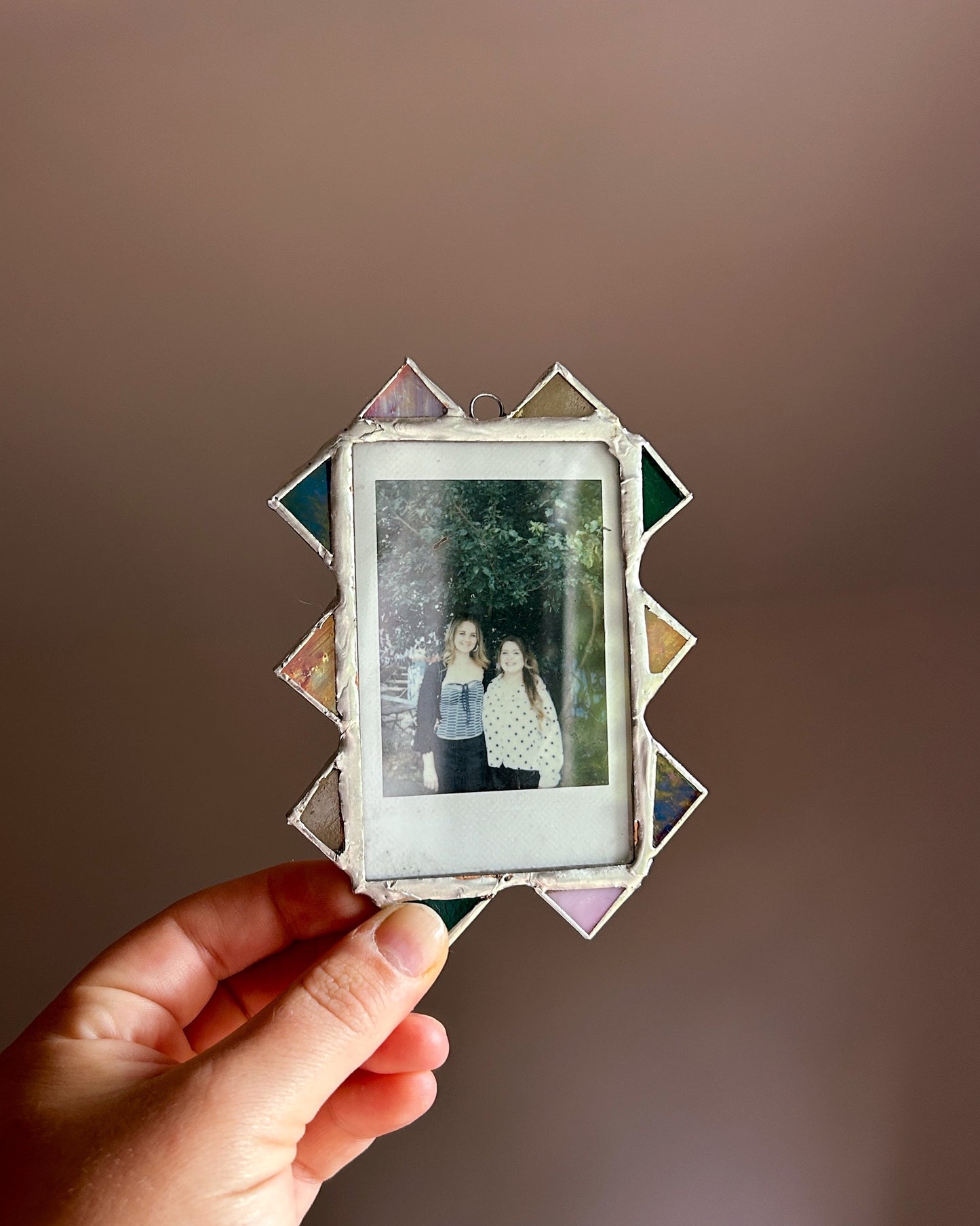Spiked Polaroid Frame Teal Yellow Pink