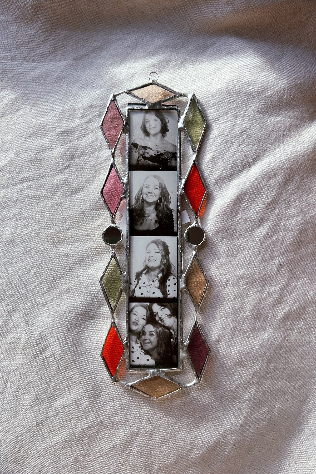 Art Deco Photobooth Stained Glass Frame Purple Pink Orange Green