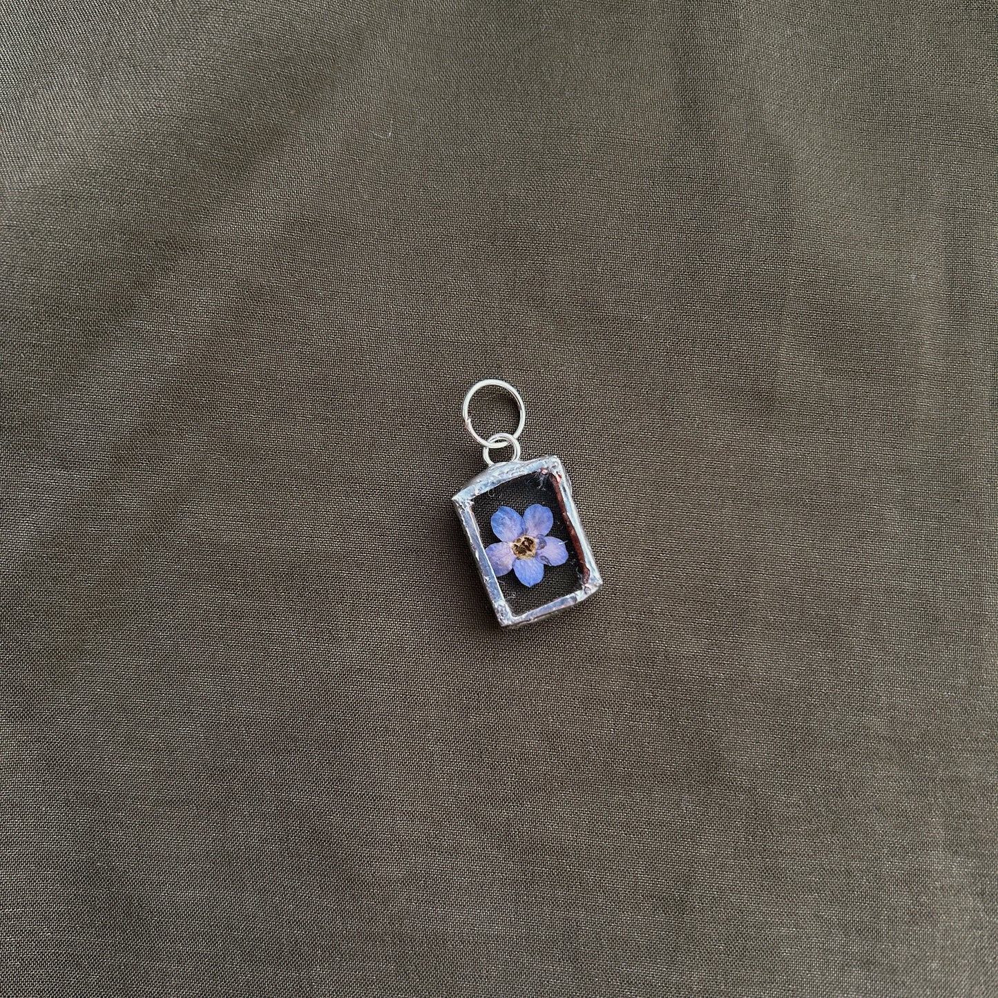Pressed Flower Forget Me Not Pendant