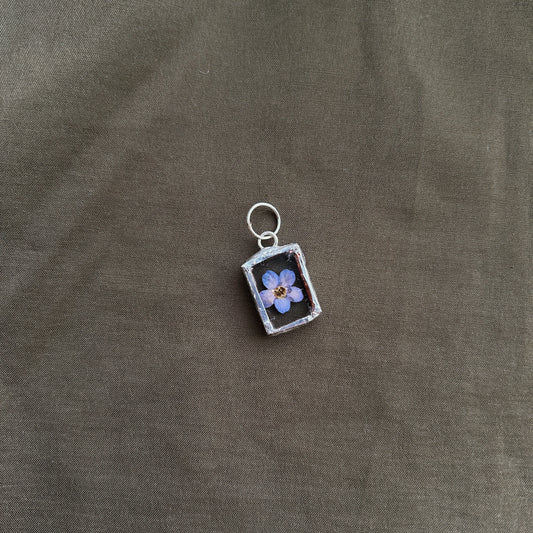 Pressed Flower Forget Me Not Pendant