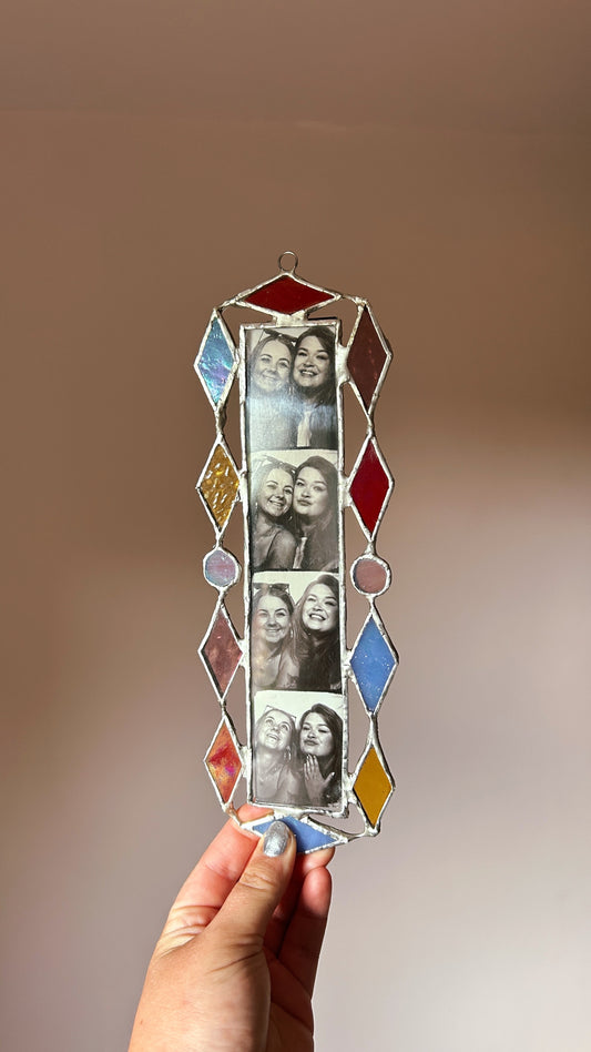 Art Deco Photobooth Stained Glass Frame Blue Pink Yellow Red Purple
