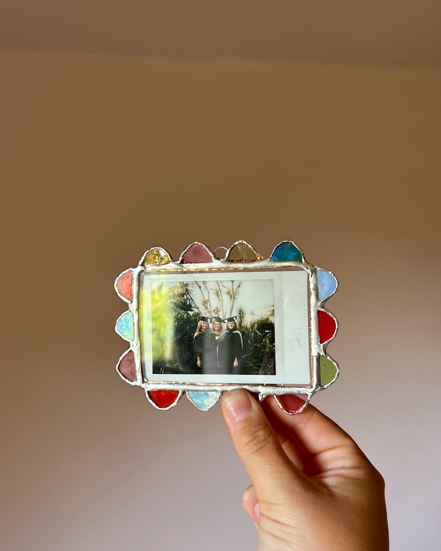 Scalloped Polaroid Frame Blue Orange Green Pink