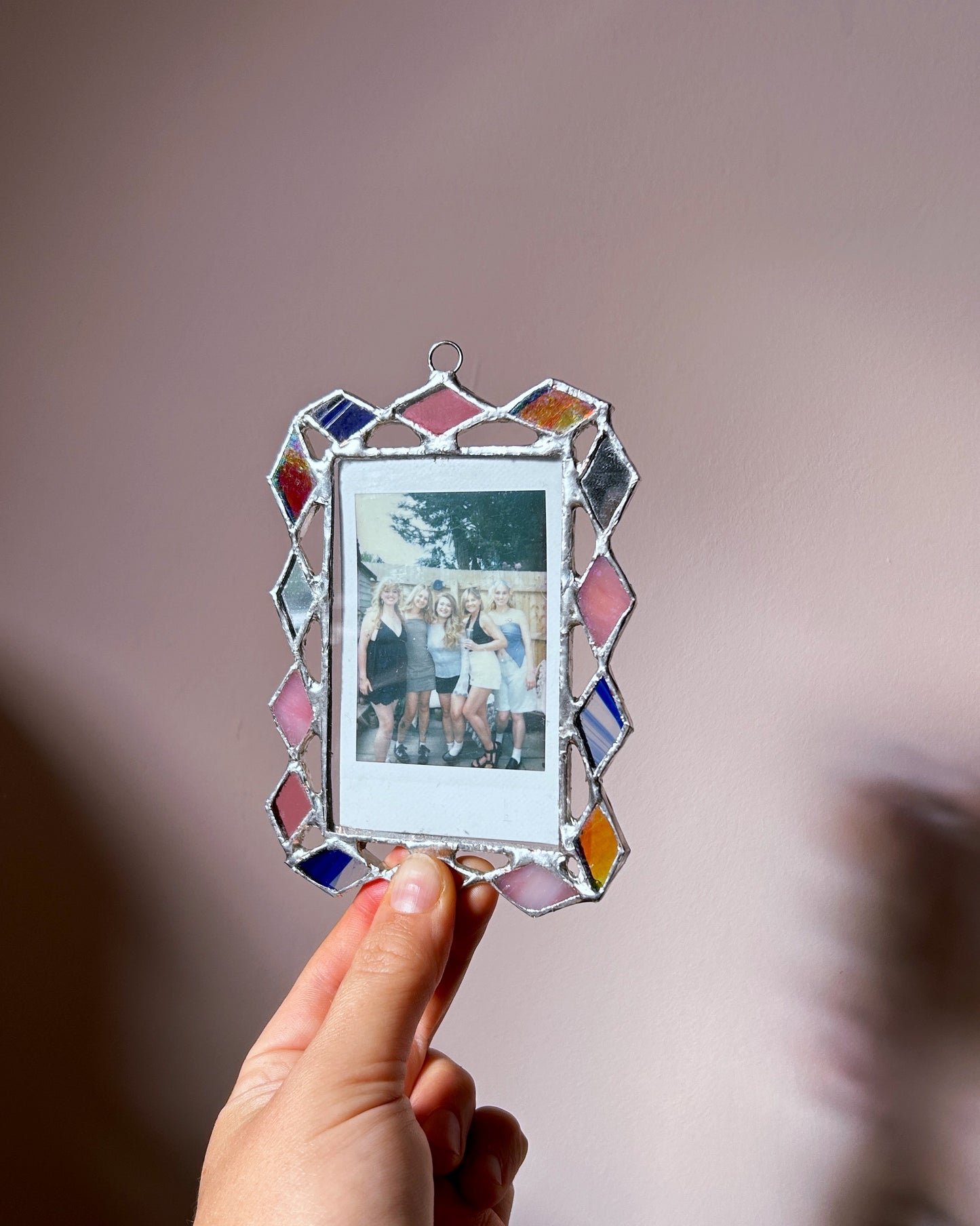 Harlequin Polaroid Frame Pink, Streaky Blue and Mirror