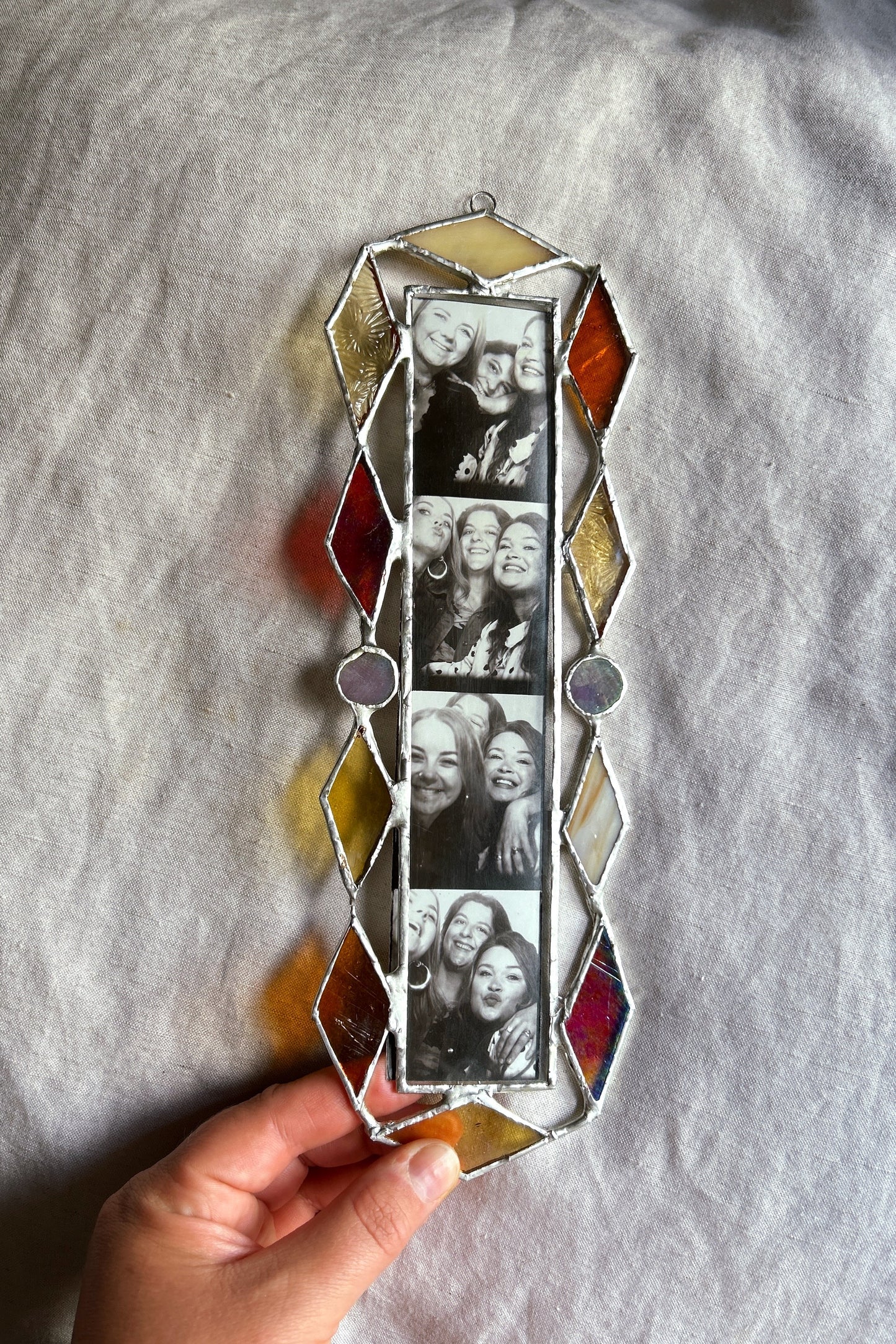 Art Deco Star Photobooth Stained Glass Frame Yellows and Amber (please read below)
