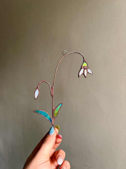Made to order 2/3 weeks Stained Glass Snow Drop Mini Sculpture