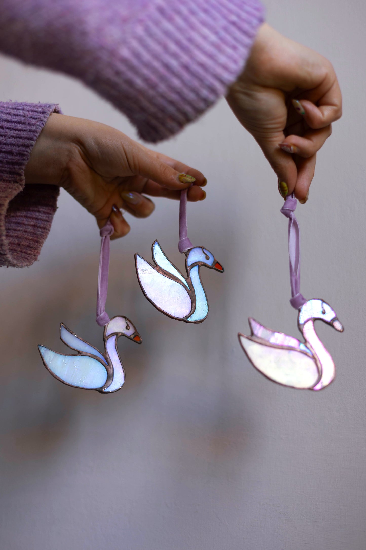 Swan Ornament on Pink Ribbon
