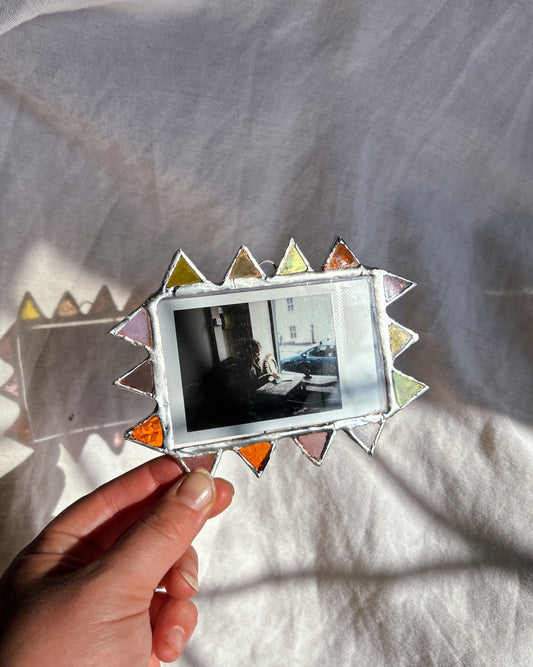 Pointed Polaroid Frame Amber Pink Blue Mirror Pink Yellow Orange