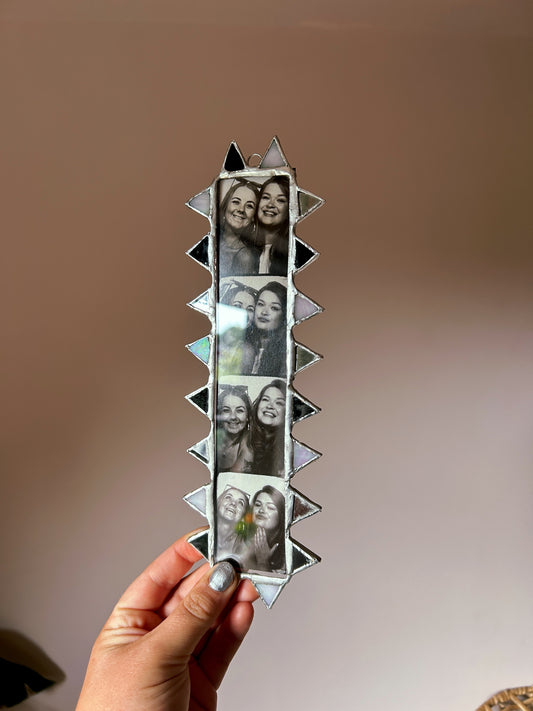 Pointed Photobooth Stained Glass Frame Black and White